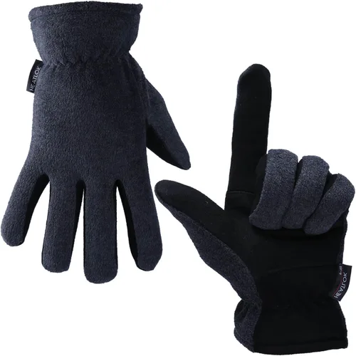 Guantes de invierno para hombres y mujeres -20 F térmicos de piel de ciervo aislados, guantes de trabajo de forro polar cálido Heatlok de algodón en