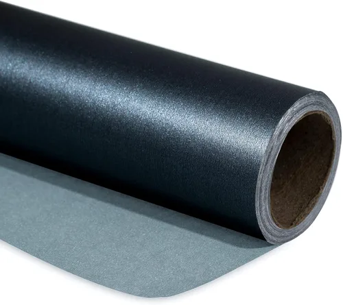RUSPEPA Papel de regalo negro mate, color liso perlado, papel lustre perfecto para bodas, cumpleaños, Navidad, baby shower, 17 pulgadas x 32.8 pies