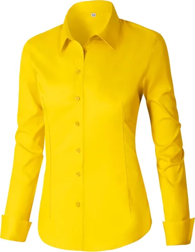 Miniatura 16 de CUNLIN - Camisas de manga larga con botones de algodón para mujer, ajustadas, camisas formales de vestir para el trabajo, blusas de trabajo, tops
