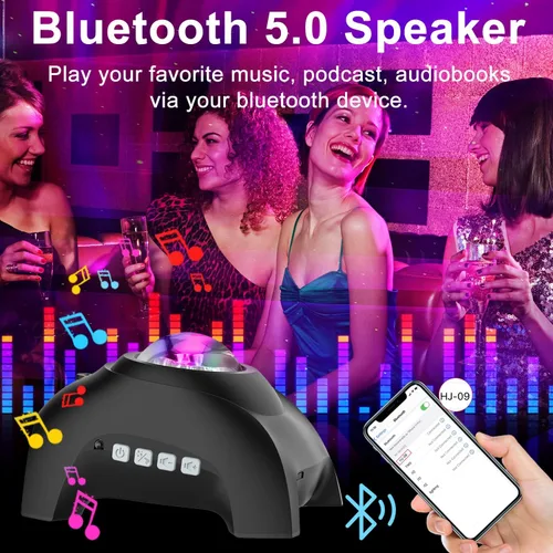 Miniatura 5 de Proyector de galaxia, CIMELR Proyector de estrellas Luz nocturna con altavoz Bluetooth, máquina de ruido blanco, control remoto - Proyector Aurora
