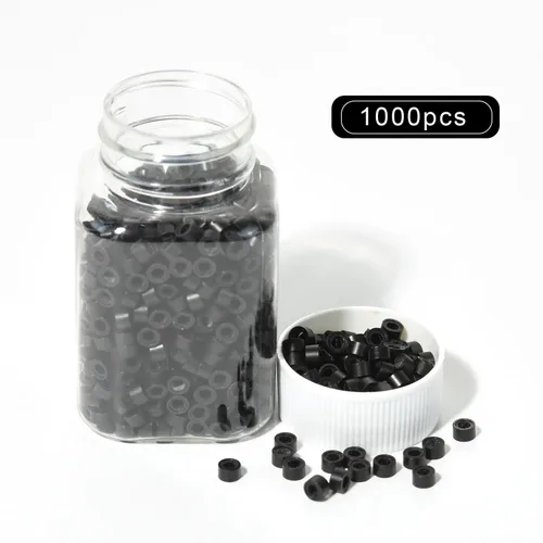 Miniatura 3 de 1000 extensiones de cabello con forro de silicona de 0.197 pulgadas, microenlaces, cuentas de silicona forradas para extensiones de cabello humano