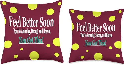 Miniatura 3 de DesignsByKelley Best Wishes Fast Recovery Gifts Feel Better Soon Gifts for Women Kids - Almohada de recuperación (16.0 x 16.0 in), multicolor