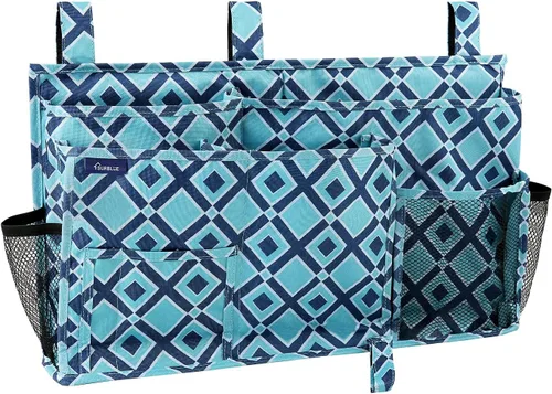 Miniatura 33 de Surblue Caddy Organizador colgante, Bolsa de almacenamiento para cabecera para literas y camas de hospital, Azul Turquesa, L R-Teal