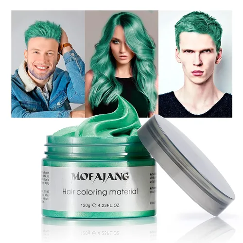 Cera temporal de color verde para el cabello, 4.23 onzas, crema de barro para peinado instantáneo, pomadas para el cabello para fiestas, cosplay,