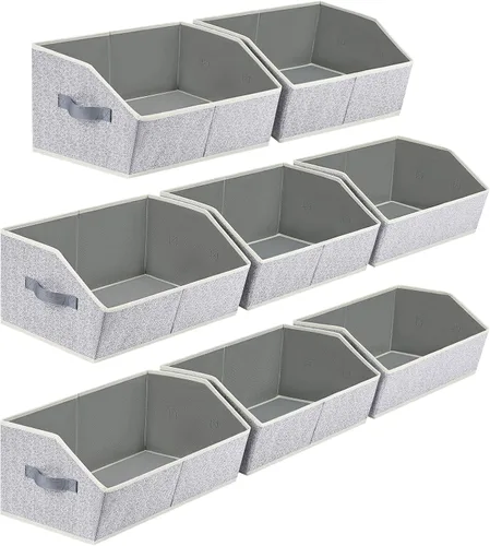 Miniatura 44 de Homsorout Organizador trapezoidal para armario, cestas grandes para organizar, caja de almacenamiento de tela para estantes, cubos de almacenamiento