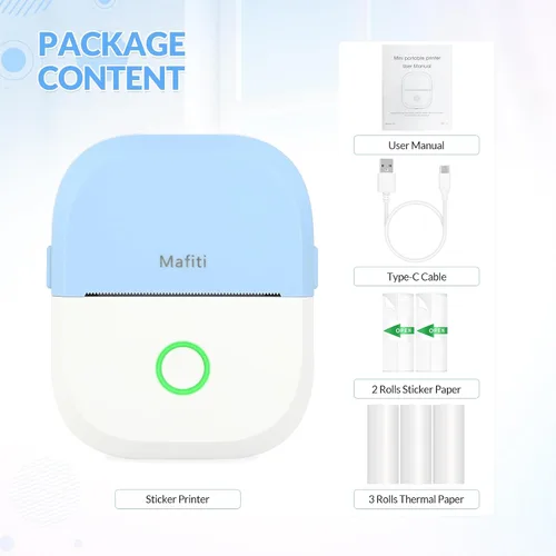 Miniatura 8 de mafiti Mini impresora adhesiva portátil térmica sin tinta inalámbrica Bluetooth para teléfono con dibujo AI, para notas de estudio, fotos, álbumes