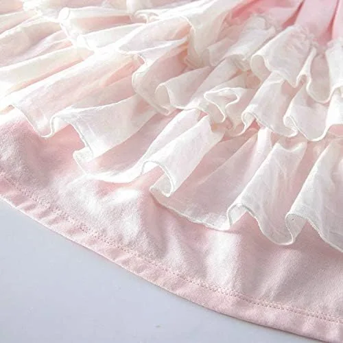 Miniatura 8 de Vestido largo bohemio con volantes para niñas, color rosa, manga de mosca, volantes, de verano, de algodón