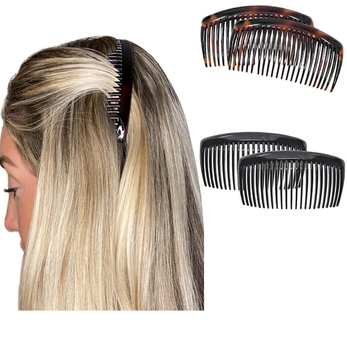 Miniatura 11 de Camila Paris CP3022 - Peines laterales franceses grandes, curvados, beige con torsión francesa para el cabello, decorativas, pinzas de sujeción