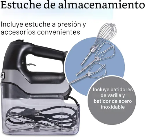 Miniatura 4 de Hamilton Beach Professional Mezclador de mano eléctrico de 5 velocidades con motor DC de alto rendimiento, arranque lento, estuche de almacenamiento