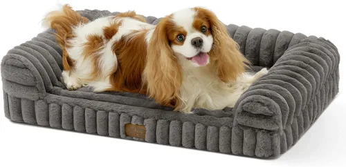Miniatura 30 de COZY KISS Cama para perros pequeños de piel de conejo sintética, sofá ortopédico de espuma de 30 x 20 pulgadas con lados, funda extraíble lavable