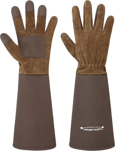 Miniatura 13 de HANDLANDY HLDD Long Gardening Gloves for Women Men - Leather Rose Pruning Gloves Thorn Proof - Breathable Working Glove Rosa