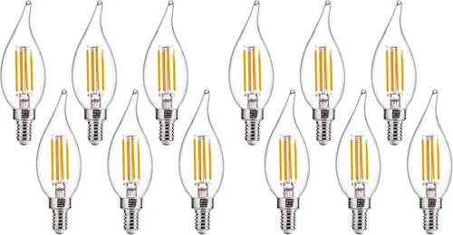 Miniatura 20 de FLSNT Bombillas LED para candelabro CA11 E12, bombillas LED regulables, equivalente a 40 W, luz blanca cálida de 2200 K, 330 lm, acabado de vidrio