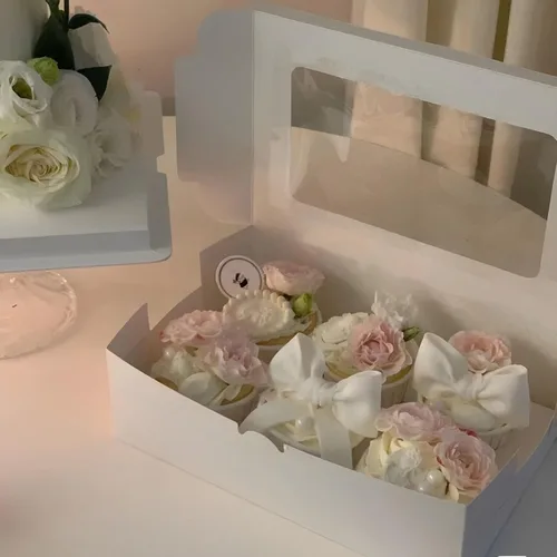 Miniatura 5 de 20 cajas de galletas blancas de 8 x 6 x 2.5 pulgadas con ventana, cajas de pastelería para regalo, cajas de dulces para pan, donas, día de San