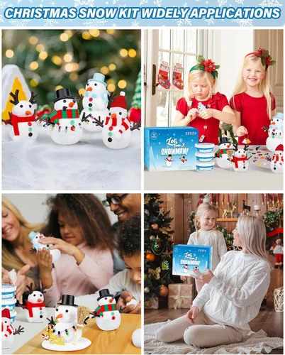 Miniatura 6 de Kit de 16 piezas de muñeco de nieve, construye un muñeco de nieve para niños, manualidades de Navidad, manualidades creativas de arcilla seca al