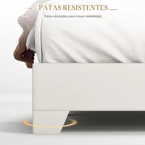 Miniatura 6 de SHA CERLIN Base de cama tamaño King con cabecera ajustable, plataforma tapizada de piel sintética con listones de madera, base de colchón estable