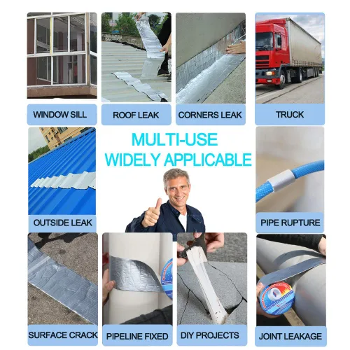Miniatura 3 de Cinta profesional súper impermeable, cinta de goma butílica de aluminio para tubería/metal/toldo de caravana/fuga de techo/sello de ventana/barco, 4
