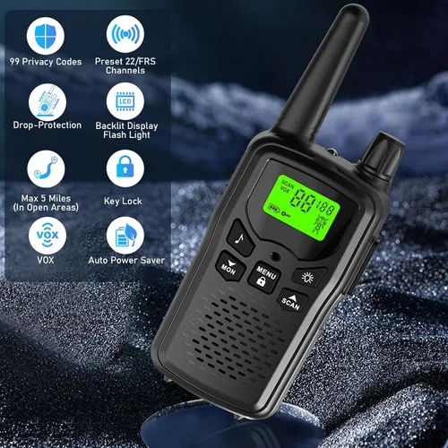 Miniatura 2 de Walkie Talkies para adultos de largo alcance, Walkie Talkies recargables Kartal con 22 canales FRS, radios bidireccionales con linterna LED