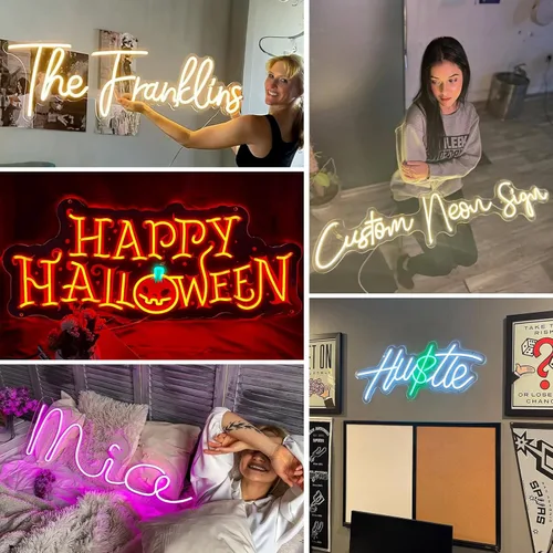 Miniatura 4 de Letreros de neón personalizados, letrero de nombre LED personalizado para boda, fiesta de cumpleaños, luz de letrero de neón personalizable para 2