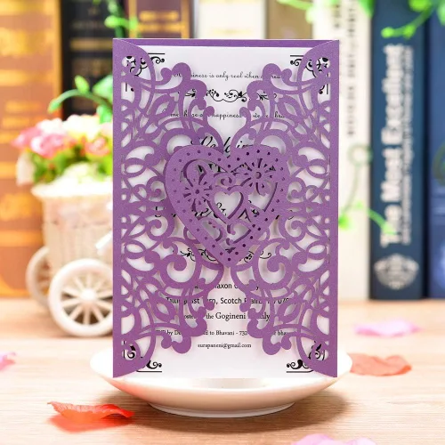 Miniatura 3 de FOMTOR Kit de invitaciones de boda cortadas con láser, 50 paquetes de invitaciones de boda cortadas con láser con tarjetas imprimibles en blanco