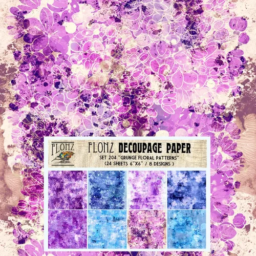 Miniatura 6 de Decoupage - Paquete de papel (24 hojas de 6 x 6 pulgadas) Floral Paradise in Blue # Papel de patrón de estilo vintage para decoupage, manualidades