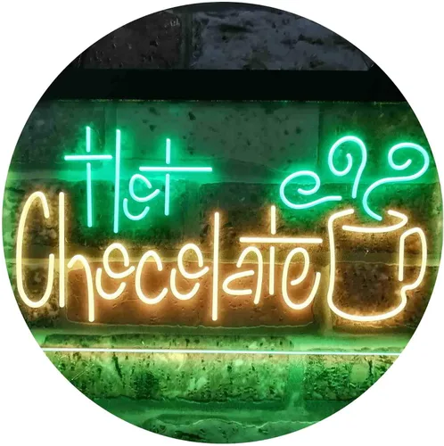 Miniatura 19 de ADVPRO Señal de neón LED de doble color para bebida de chocolate caliente, azul y rojo, 12 x 8 pulgadas st6s32-i3831-br