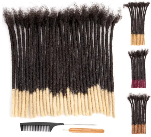 Miniatura 37 de DAIXI 0.2cm y 0.4cm y 0.6cm y 0.8cm de grosor 4-18 pulgadas 10 hebras extensiones de rastas de cabello humano 100% real para hombres/mujeres