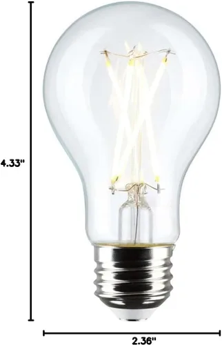 Miniatura 9 de Satco 12464-8A19/CL/LED/E26/940/4PK/120V (S12464) A19 A Line Pear Bombilla LED