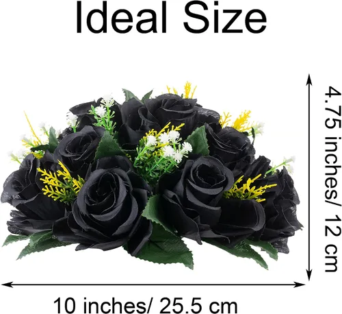 Miniatura 6 de Centros de mesa de flores para mesas de boda: decoraciones de mesa de Halloween, bolas de flores negras, centros de mesa para compromiso, ceremonia