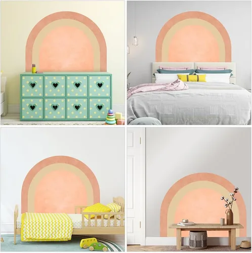 Miniatura 9 de Uonlytech Adhesivo de pared de arco extraíble para decoración elegante del hogar, fácil de aplicar, arte de pared semicírculo para dormitorios