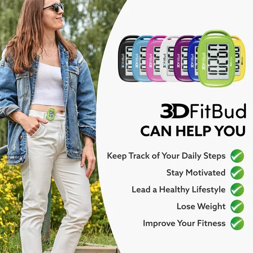 Miniatura 4 de 3DFitBud Simple Contador de Pasos - Podómetro 3D para caminar de 3DActive con clip, cordón, rastreador de pasos preciso, pantalla grande, fácil