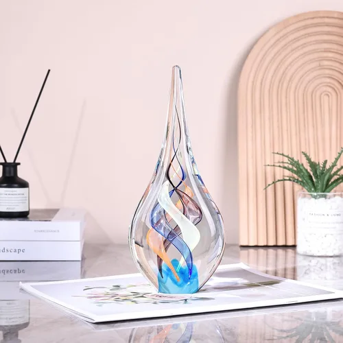 Miniatura 7 de Escultura de vidrio soplado a mano, decoración de estilo Murano, figuras de colección de arte de vidrio transparente, estatua decorativa de lágrima
