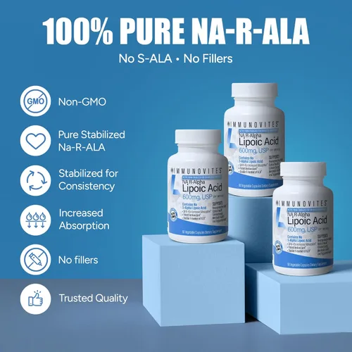 Miniatura 3 de IMMUNOVITES Paquete de 3 unidades de ácido R-alfa lipoico estabilizado ((True)) 600 mg por porción
