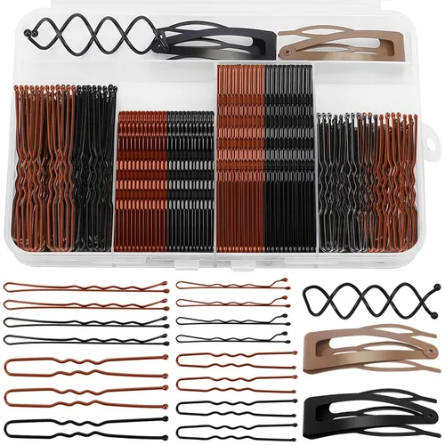 Miniatura 9 de Bobby Pins Set Negro – Kit de estilo para mujeres y niñas con alfileres, pasadores en espiral y clips a presión, ideal para updos, moños, looks