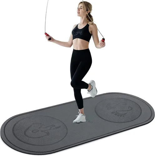Miniatura 12 de Tapete para Saltar la Cuerda 71"/63"x24" Más Grande Antideslizante Interior Exterior Tapete de Ejercicio Fitness, Alta Densidad Entrenamiento