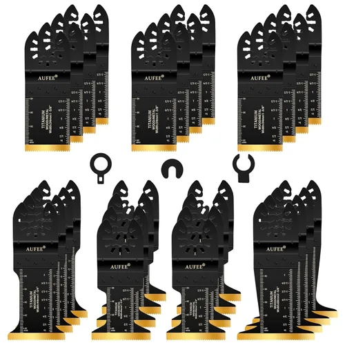 Miniatura 9 de 30 cuchillas multiherramienta de titanio, kit de metal de hoja de sierra oscilante universal para metal, clavos, madera, plástico, hojas de sierra