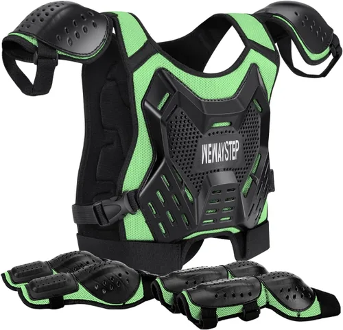 Miniatura 14 de Protector de Pecho para Bicicleta de Tierra para Niños - Chaleco de Armadura de Motocicleta Motocross con Rodilleras y Coderas - Traje de Protección