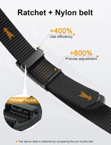 Miniatura 3 de JUKMO Cinturón de golf de trinquete para hombres, cinturón táctico de tela de nailon con hebilla deslizante automática