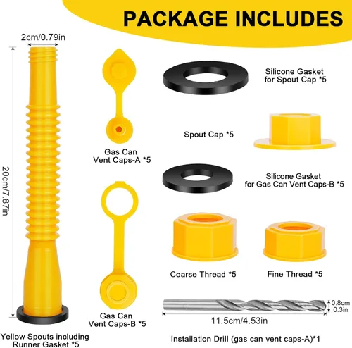 Miniatura 5 de Godboy Boquilla de Repuesto para Lata de Gas, Boquilla para Lata de Gas, (Kit de 5 - Amarillo) Boquilla Flexible de Vertimiento Adecuada