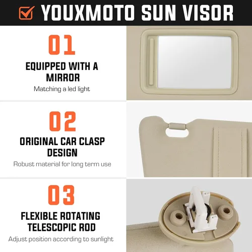 Miniatura 3 de Youxmoto Parasol para Toyota Venza 2009 2010 2011 2012 2013 2014 2015 2016 con techo corredizo, lado izquierdo del conductor y lado derecho