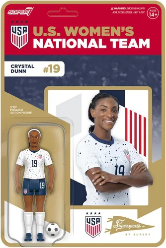 Super7 USWNT Soccer Crystal Dunn - Figura de acción del equipo nacional de mujeres de Estados Unidos de 3.75 pulgadas con accesorio de pelota de