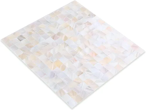 Miniatura 3 de Yew & Tulip - Azulejo despegar y pegar para salpicadero de nácar, autoadhesivo, naturaleza, concha de nácar, 30,5 x 30,5 cm, mosaico para blanco