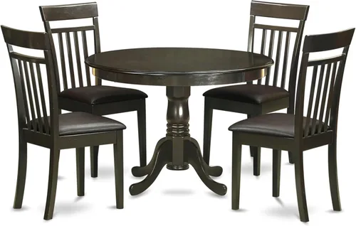 Miniatura 7 de East West Furniture HLCA5-CAP-C - Juego de comedor de 5 piezas para 4 personas, incluye una mesa de comedor redonda con pedestal y 4 sillas