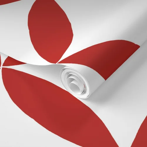 Miniatura 2 de Muestro de papel tapiz extraíble, círculo geométrico rojo, pétalos blancos, minimalista, floral, a gran escala, medio, cuatro pétalos, Scandi, casa