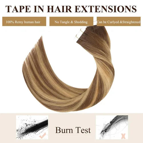 Miniatura 2 de Loxxy Extensiones adhesivas de cabello humano de 12 pulgadas, extensiones de cabello humano real color negro azabache, con cinta adhesiva de trama