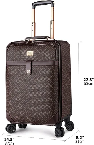 Miniatura 3 de feilario 2 Piezas Equipaje de Negocios de Cuero con Ruedas Giratorias Impermeable Maleta de Mano con Cerradura TSA - Capacidad 36-55L, Rhombus