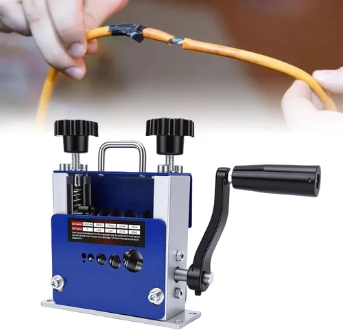Miniatura 7 de Máquina pelacables, manual y eléctrico, compatible con taladro de cobre con 6 agujeros, rodillo de ranura en V para cables de 0.138 in, 0.276 in
