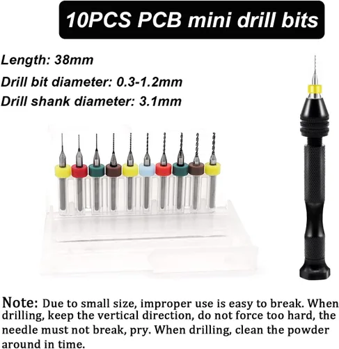 Miniatura 2 de Dianrui Juego de 61 taladros manuales con tornillo de banco que incluye 1 mini tornillo de prensa, 10 mini brocas de PCB, 1 pinza de codo y 48