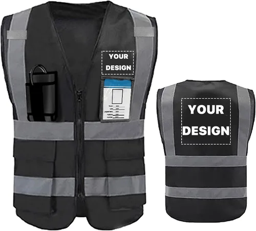 Chaleco de seguridad de alta visibilidad reflectante con bolsillos y cremallera personalizado su logotipo ropa de trabajo de seguridad