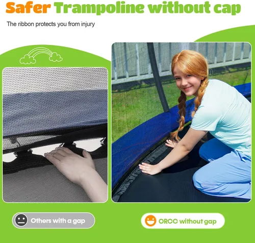 Miniatura 3 de ORCC Trampolín para niños, capacidad de peso de 1200 libras, trampolín al aire libre 16, 15, 14, 12, 10, 8 pies, trampolines para niños y adultos