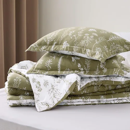 Miniatura 6 de Bedsure - Juego de edredón de tamaño king, 3 piezas, bonito, con estampado floral, 1 suave edredón reversible con diseño botánico de flores y 2 02